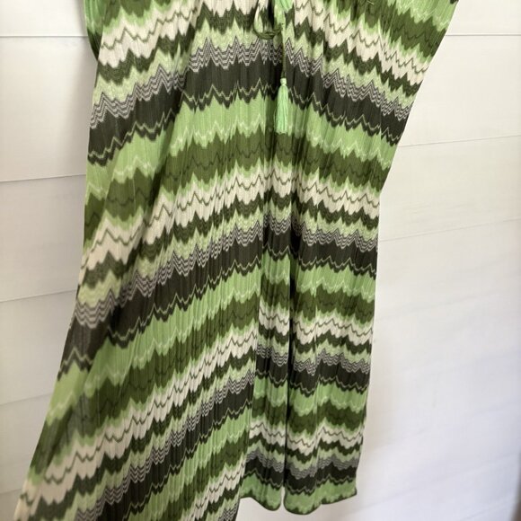 Davi & Dani Green Wavy Knit Design, Tie Waist Dress,Flowy Sleeve SZ X-Large Boho - Picture 3 of 13